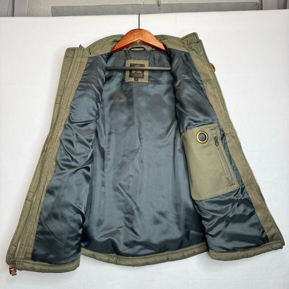 Overland Mens Army Green Polyester Vest Size Small Herringbone Pockets - Picture 3 of 9